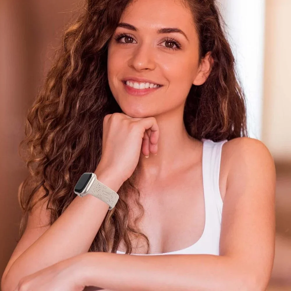 2 Packs Cartoon Engraved Band Compatible with Apple Watch Band 38mm 40mm 41mm 42 - Picture 5 of 6